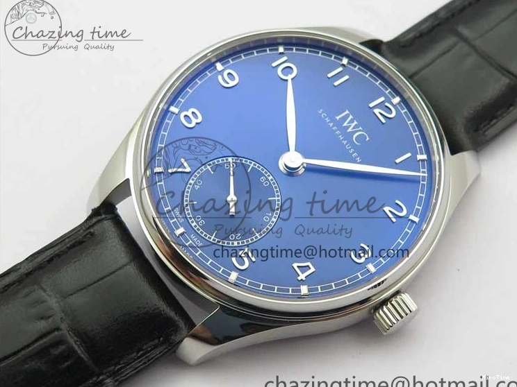 MIROTIME 0519 TimelessDesign Portuguese IW358304 ZF 1:1 Best Edition SS Blue Dial on Leather Strap A 7078